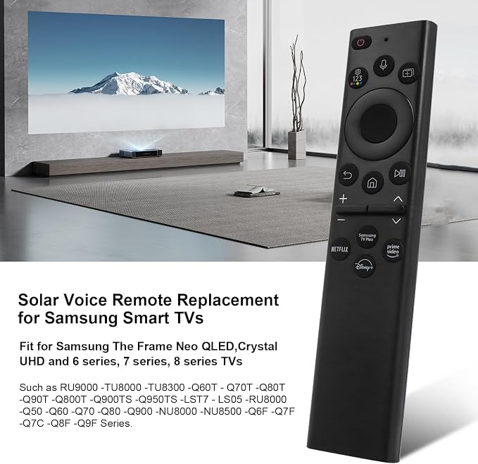 BN59-01385A Solar Voice Rechargeable TV Remote for Samsung Smart TVs, Replacement for 2019–2026 Samsung TV Remote Control with Solar Charging and Voice Search