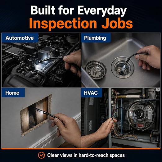 Borescope Camera with Light, 4.3" Endoscope Camera 1080P HD(Support Photo/Video), IP67 Waterproof Snake Camera, Easy Use Ideal Gadget for Inspection Walls, Automotive Engines, Pipes (16.5ft)