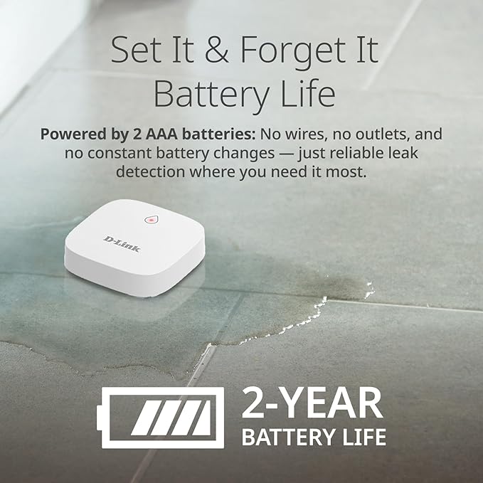 D-Link Add-on Remote Battery-Powered Water Leak Sensing Pod, Long-Range, Compatible Only with SW-A11KT 3-Pack (SW-A2/3)