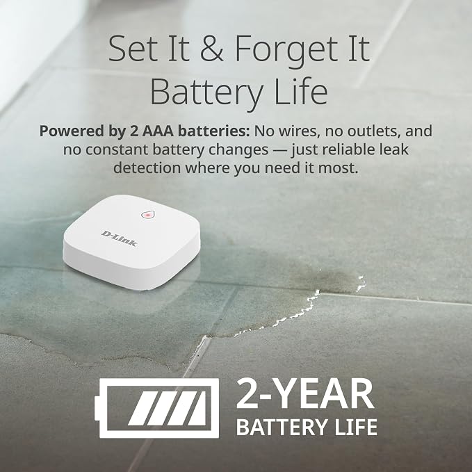 D-Link Add-on Remote Battery-Powered Water Leak Sensing Pod, Long-Range, Compatible Only with SW-A11KT 2-Pack (SW-A2/2)