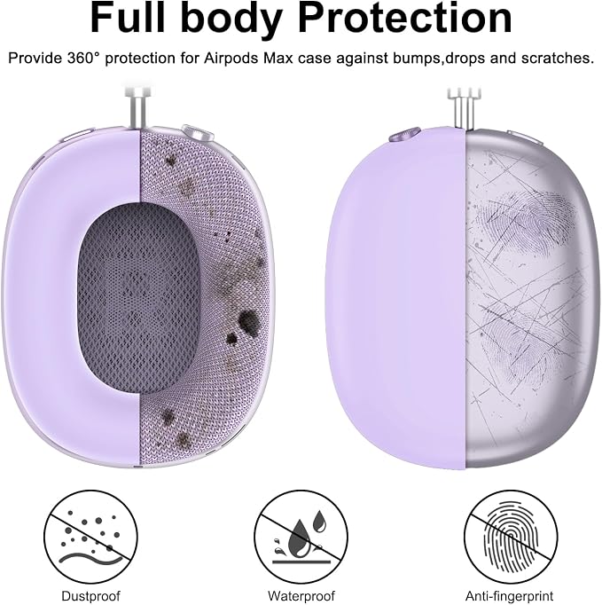 Silicone Case Cover for AirPods Max Headphones, Ear Pad Case Cover/Ear Cups Cover/Headband Cover for AirPods Max 2/1 (2026/2024/2020)(USB-C/Lightning), Accessories for Apple AirPod Max 2, Pastel Lilac
