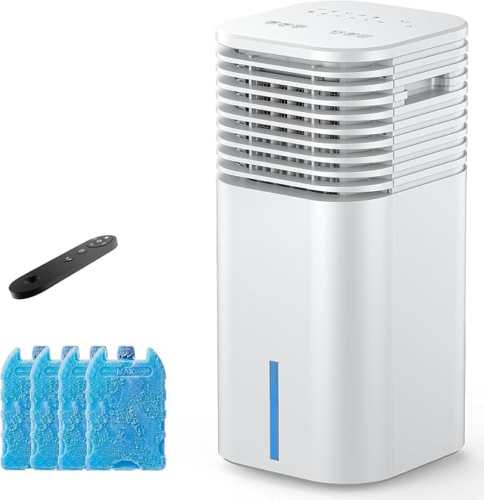 3-IN-1 Portable AC Unit with Remote, 24" Windowless Portable Air Conditioner, 15H Timer & 120°Oscillation, 2-Gal Tank, 3 Modes & 3 Speeds, Ultra-Quiet Ventless Swamp Cooler for Home Office, White