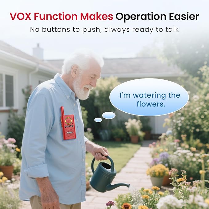 CallToU 2 Way Intercom for Elderly 3300FT Rechargeable 1000mAh Battery, VOX, Ideal for Caregivers & Emergencies Intercoms Wireless for Home/Outdoor Family Communication, Red