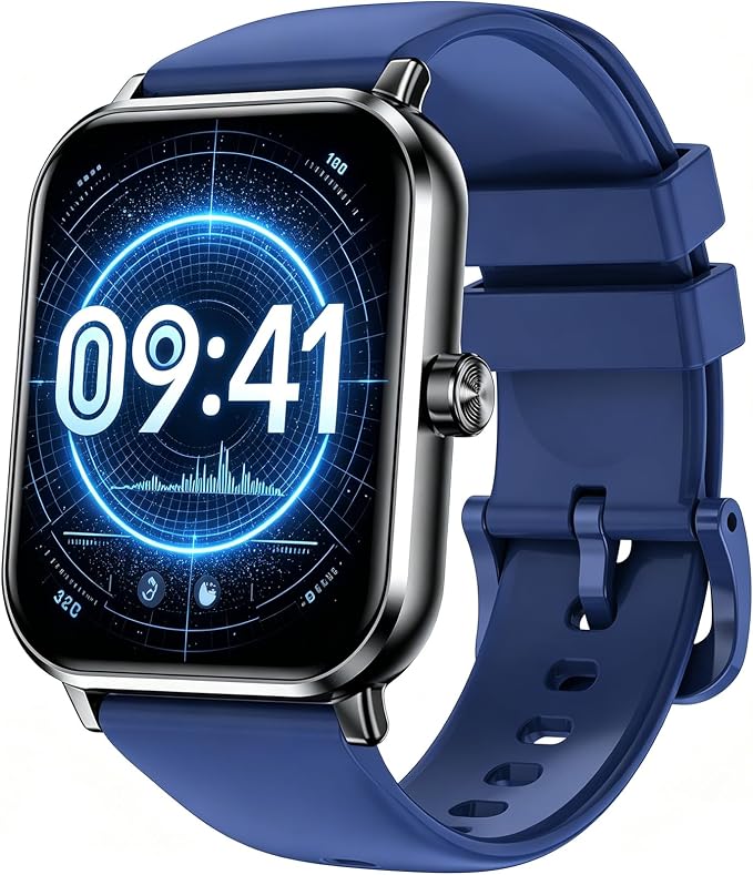 Jacoosa Smart Watch for Men/Women Android & iPhone, 1.83" HD Touch Screen, Bluetooth Calling, 5 ATM Waterproof Fitness Tracker with 130+ Sports Modes, 24/7 Health Monitor (Blue)
