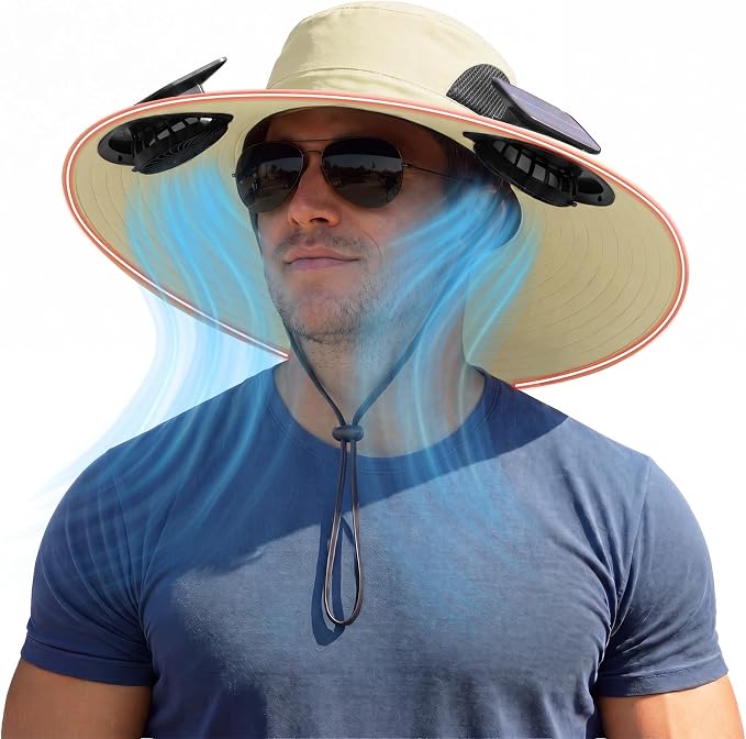 Solar Fan Hat with Steel Brim for Men Women UPF 50+ Garden Outdoor Fishing Beach Essential