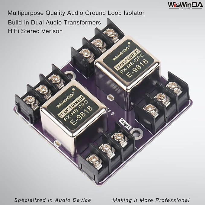 Multipurpose Audio Isolation Converters Screw Terminal Block Connectors Noise Filter Hum Eliminator with Convenient Phoenix Connectors for Audio Playing Devices Eliminate The Hum Noise