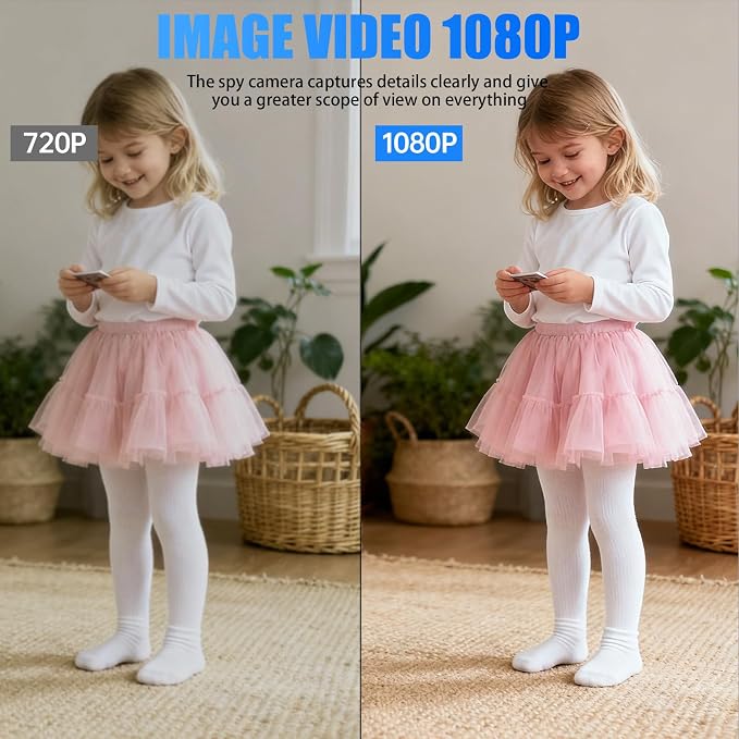 Hidden Camera Spy Cam 1080P - USB Charger Full HD No-WiFi Security Cam with Plug-in Power & Local Storage, Motion Detection & Night Vision, Ideal for Pet, Baby & Home Security, with 64GB SD Card