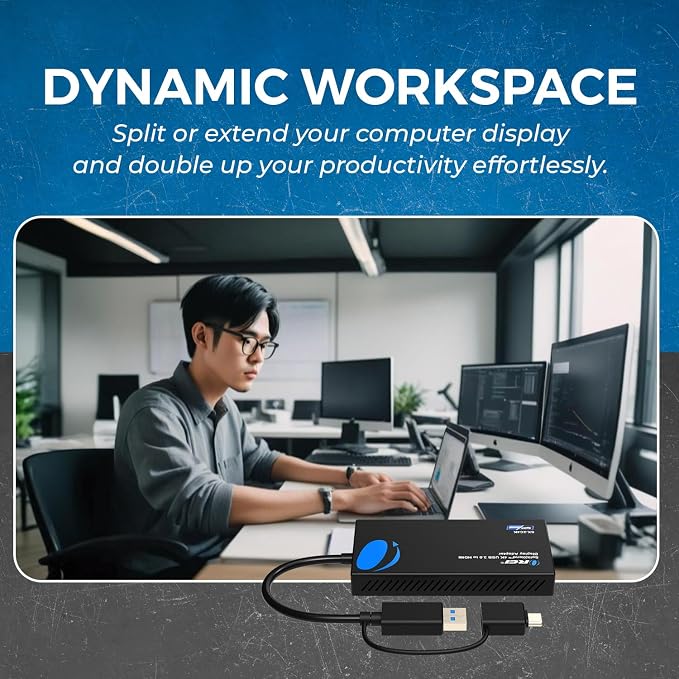 OREI SplitExtend 4K HDMI Splitter Extended Display for Dual Monitor - Multi-Monitor Display 3 Separate Screens - USB A & USB-C Adapter to HDMI 2.0, 4K@60hz, DisplayLink Driver MacOS, Windows