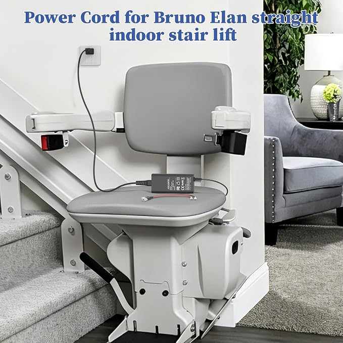 24V Stairlift Charger for Bruno Stair Lifts 2402 2402N 24018 Power Cord | Replacement for Bruno Stair SRE-1540 SRE-1550 SRE-2000 SRE-2010 Elite CRE-2110 Curved CRE-2100 SRE-2750 Power Supply