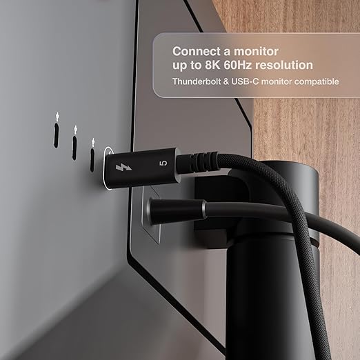 CalDigit Thunderbolt 5 Pro Braided Cable - 120Gbps 240W Power Delivery, Compatible with Thunderbolt 3, 4, USB4 Type C, MacBook Pro, iMac, iPhone 17 Max, Black (0.5m/1.64ft/19.685")