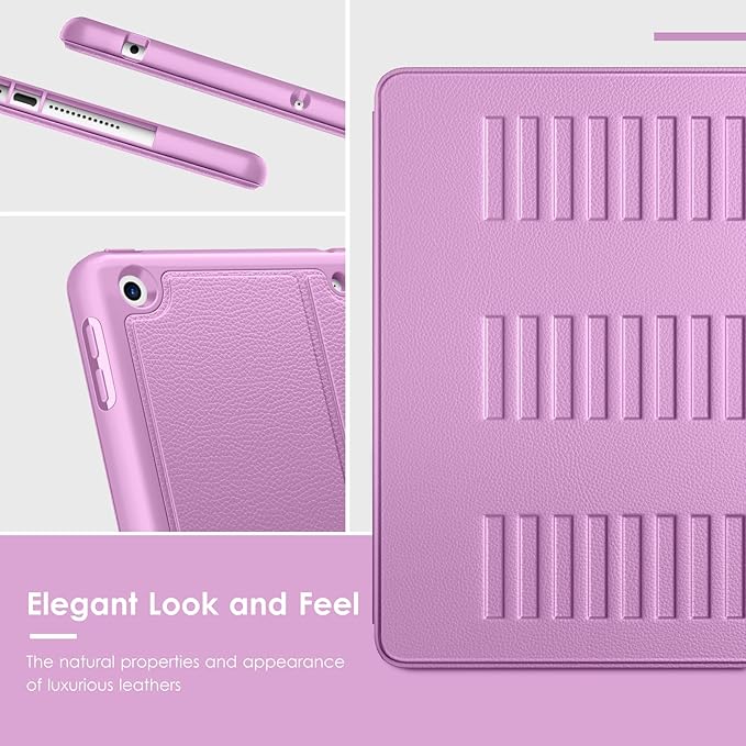 VIKESI Case for iPad 9th / 8th / 7th Generation 10.2 inch (2021/2020/2019 Released),Multiple Angles Magnetic Stand Cover,Shockproof Back,Pencil Holder,and Auto Sleep/Wake,Purple