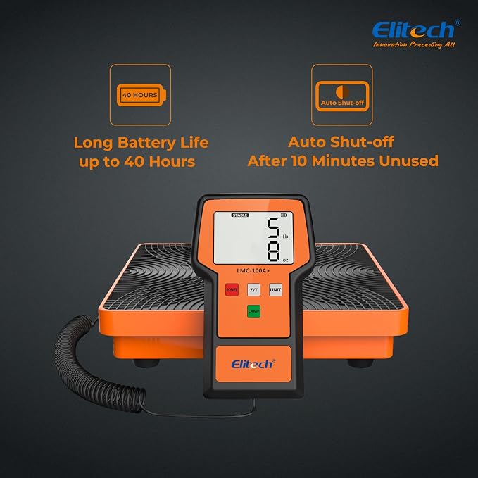 Elitech LMC-100A+ 220Lbs Refrigerant Scale Electronic Freon Charging Recovery Weight Scale for HVAC with Case