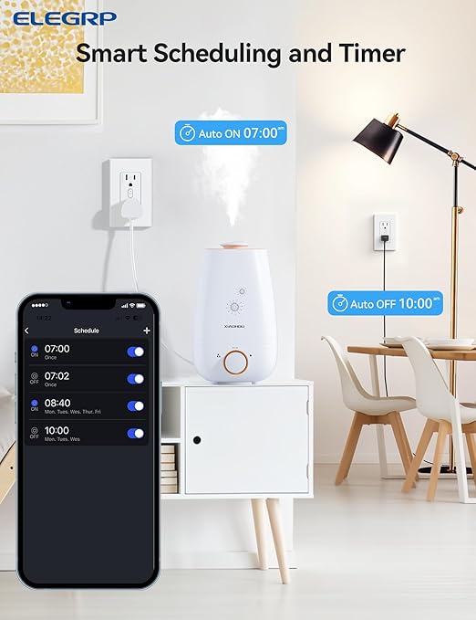 ELEGRP Smart Outlet, Smart in-Wall Outlets Works with Alexa and Google Assistant, 2.4GHz Wi-Fi Smart Receptacle, No Hub Required, UL Listed, White, 1 Pack