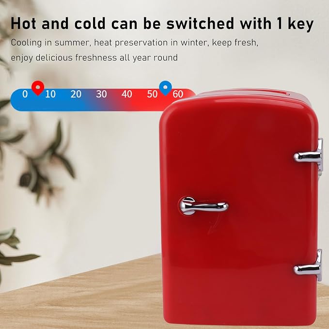 Portable Mini Fridge Cooler & Warmer for Skincare, Makeup, Drinks and Food - 4L/6 Can Personal Compact Refrigerator for Bedroom, Car, Office & Dorm, AC/DC Power