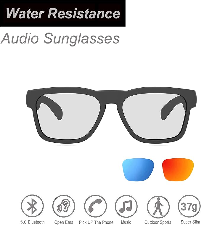 OhO sunshine Bluetooth Audio Sunglasses, Lightweight Open Ear Sport Glasses, 10H Playtime,Water Resistant with Voice Control