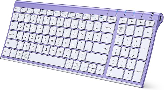 iClever BK10 Bluetooth Keyboard Quiet Typing Multi-Device USB-C Rechargeable – Slim Wireless Keyboard for Mac Windows iPad Office