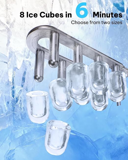 Silonn Ice Maker Countertop, 8 Cubes in 6 Mins, 26.5lbs/24H, Self-Cleaning