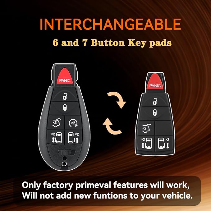 2PCS Car Key Fob Replacement for Dodge Grand Caravan 2008 2009 2010 2011 2012 2013 2014 2015 2016 Chrysler Town Country Simple DIYRemote Key Kit At Home IYZ-C01C