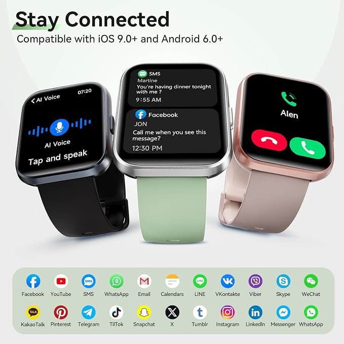 Hingso Smart Watches for Women Men (Android/iPhones), 120+ Sport Modes Fitness Tracker Watch with SpO2/Heart Rate Monitor, Steps/Sleep Tracker, 1.85" HD Smart Watch with Bluetooth Calls/Messages