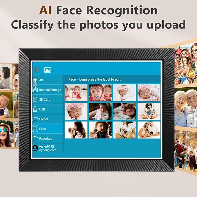 Large Digital Picture Frame 17" WiFi-Photo-Frame - 1280*960 HD Touch Screen Digital Frame, Slideshow, Auto-Rotate for Wall Tabletop, Load Photos and Videos from Phone via App or Email, Gifts for Mom