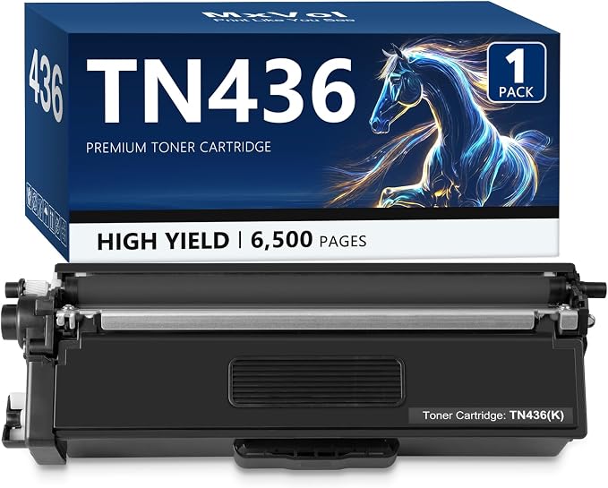 TN436 Toner Cartridge Set 6,500 Pages Super High Yield Replacement for Brother TN 436 TN-436 TN433 TN431 MFC-L8900CDW MFC-L8610CDW HL-L8360CDW Printer Toner (TN436BK TN433BK TN431BK, 1-Pack)
