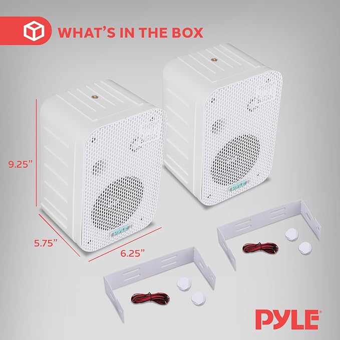 Pyle - Indoor / Outdoor Waterproof Speaker System - 5.25 Inch Pair of Weatherproof Wall/Ceiling Mounted Speakers with Heavy Duty Mesh Covers, 200 Watts RMS, Universal Mount - PDWR40W (White)