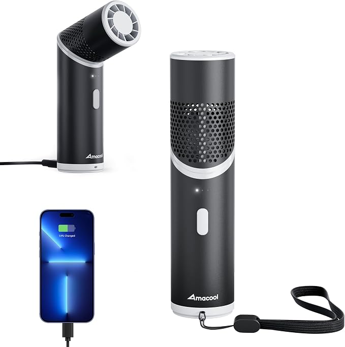 AMACOOL Portable Handheld Turbo Fan with Rotatable Head, Gifts for Mother Mom Her Father Dad Him, Metal Tube Body with 14000RPM, Mini Yet Powerful Pocket Fan for Women Men Beach Travel Essentials 2026