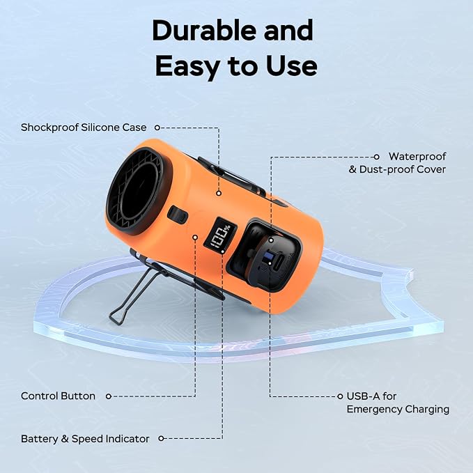 AMACOOL Mini Portable Waist Fan Clip on, Gifts for Father Him Men Dad Husband, 13000RPM Rapid-Cooling Personal Neck Fans, Wearable Shirt Belt Fan for Women Men Outdoor Work Jobsite Travel Camping