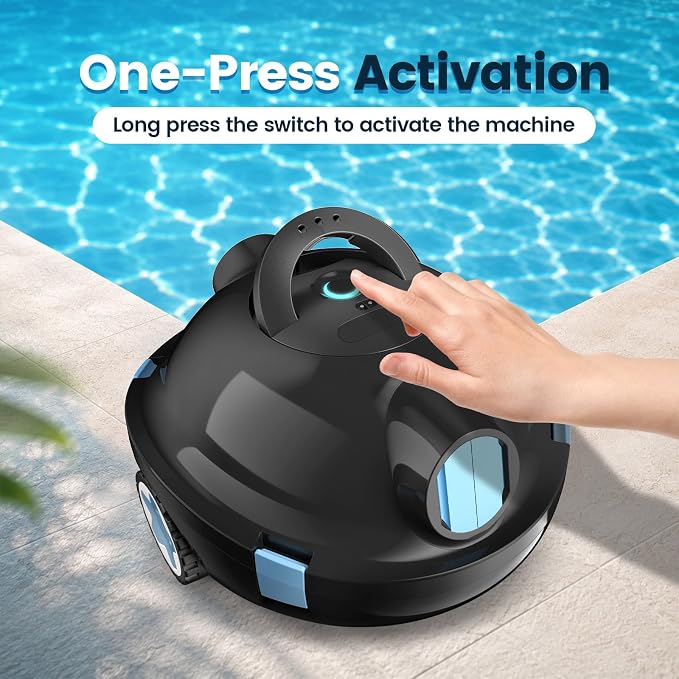 Y10 Robotic Pool Cleaner,Cordless Pool Vacuum with 150 Mins Runtime,High Efficiency Dual Suction Power,Self-Parking&Smart Navigation for Above-Ground & Flat Inground Pools up to 1300 sq.ft (Charcoal)