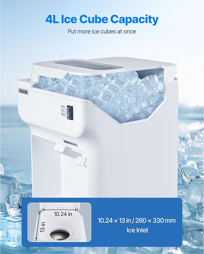 VEVOR Ice Shaver Machine Electric Snow Cone Machine, 265 LBS/H Shaved Ice Machine 250W Ice Crusher Triple Blades Tabletop Shaved Ice Maker with Adjustable Fineness for Home and Commercial Use