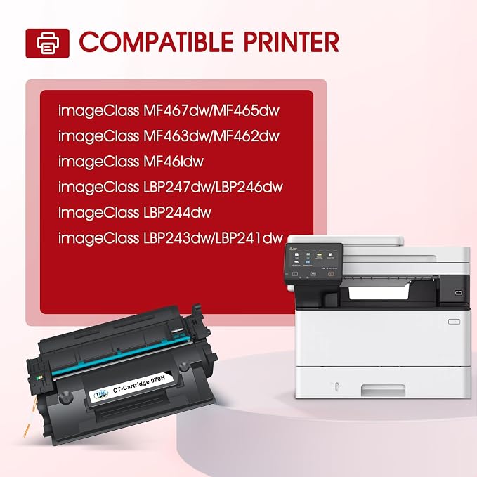 070H 070 Black Toner Cartridge Compatible for Canon 070H 070 MF465dw Toner CRG070H CRG-070H for Canon imageCLASS MF465dw MF462dw LBP247dw LBP246dw MF460 LBP240 MF462 LBP247 LBP246 Laser Printer 2-Pack