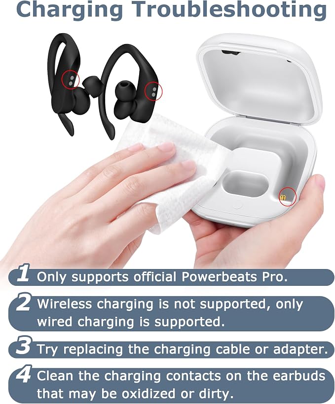 Charging Case Replacement Compatible with Powerbeats Pro - 700mAh Battery Portable Earbuds Charger Case with Bluetooth Pairing (White)