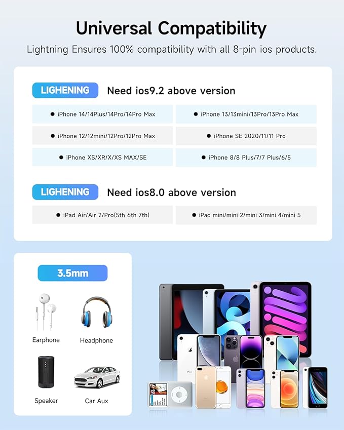 Apple MFi Certified 3 Pack Lightning to 3.5 mm Headphone Jack Adapter for iPhone, iPhone Aux Adapter Converter Dongle Audio Cable Compatible with iPhone 14 13 12 11 X XS 8 7 Black