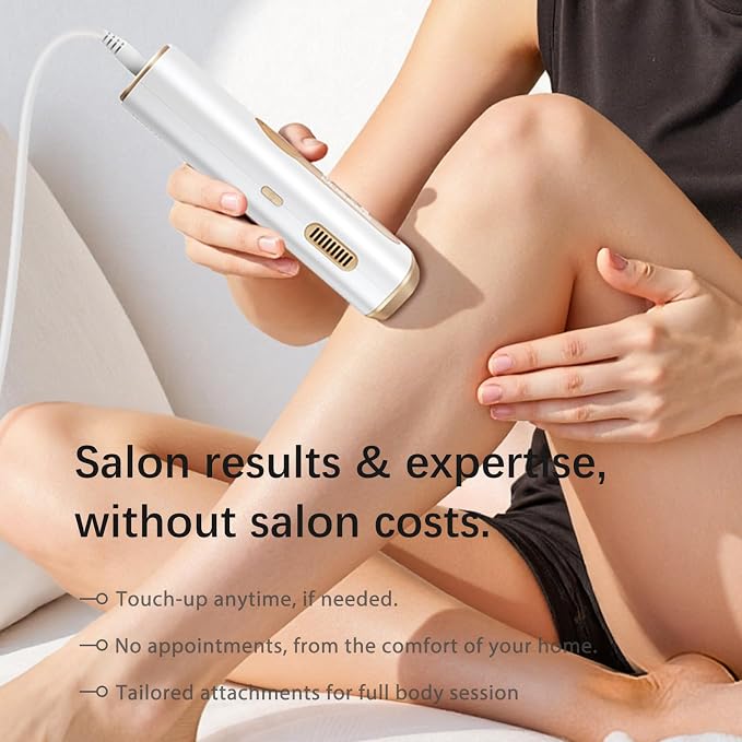 IPL Laser Hair Removal Device for Women & Men - Safe At-Home 45°F Ice-Cooling Contact for Painless & Long-Lasting Results, 86% Less Hair In 3 Weeks for Full Body & Face, Off-White