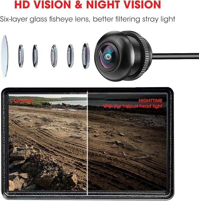 720P HD 170° Wide Angle Front Camera Kit for Polaris RZR PRO XP Turbo 1000 900 PRO R, Plug and Play Waterproof Camera for 7" Ride Command Screen Accessories