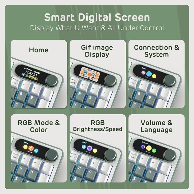 RK ROYAL KLUDGE S98 Mechanical Keyboard w/Smart Display & Knob, 96% RGB Wireless Gaming Keyboard BT/2.4G/USB-C, Hot Swappable Custom Keyboards, Software Support, Silent Computer Gaming Keyboard