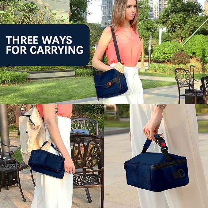 Portable Oven, 110V Portable Food Warmer Personal Portable Oven Mini Electric Heated Lunch Box for Reheating & Raw Food Cooking in Office, Travel, Potlucks and Home Kitchen (Navy Blue)
