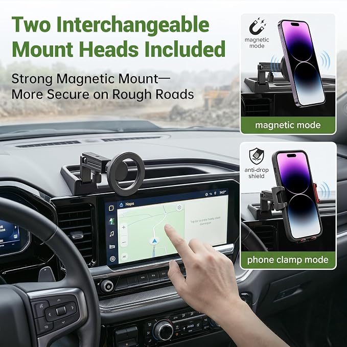13.4”Screen Magnetic Phone Mount Holder for 2022-2026 Chevy Chevrolet Silverado & GMC Sierra Magnet Dash Cell Phone Cradles Adjustable Phone Stand Accessories for 2022+ Silverado/Sierra