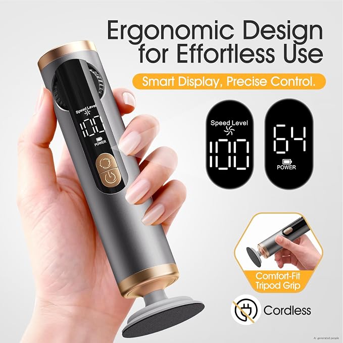 Electric Foot Callus Remover Rechargeable for Dry Foot Skin,FSA&HSA Electric Foot File for Dead Skin & Cracked Heel,Foot Callus Shaver with 2 Detachable Discs & 40 Sanding Papers