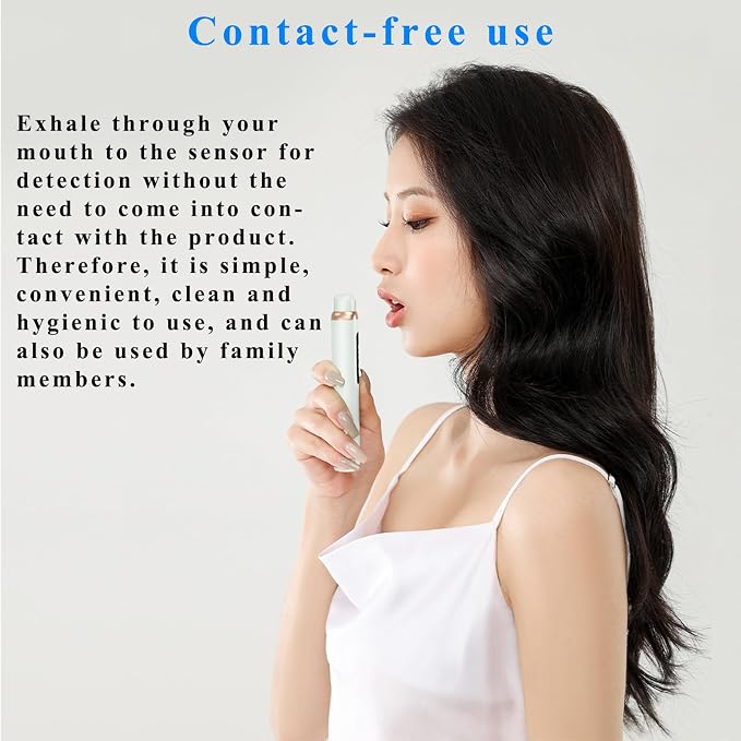 Bad Breath Tester, Smart Breath Odor Detector,Portable Contactless Bad Breath Checker,USB Charging,Display Bad Breath Level/Gas Concentration/Social Distance (White)