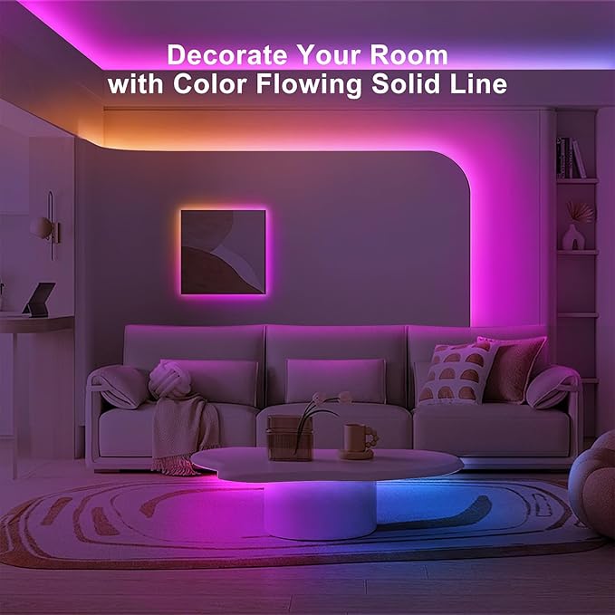 Tatazone 6.56ft Bluetooth RGB+IC COB Led Strip Light with App, Chasing COB Light Strip, Segmented Control, Music Sync, Color Changing Led Lights for Home Decor, Gaming, Cabinet, Desk