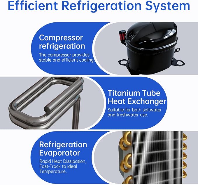 Aquarium Chiller 21-Gallon Fish Tank Chiller, A11-Built-in Pump, A11JJ-External Water Pump, R600a Compressor Quiet Cooling, Suitable for, Reef, and Hydroponics (Fres/Salt Water) (A11)