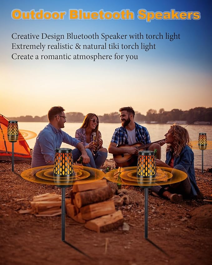 Upgraded Outdoor Bluetooth Speakers Waterproof, 10 Watt Surround HD Sound Multi-Sync Auto-Pairing up to 100 Speakers, Cool Gadgets Gifts for Men, Outdoor Speaker with Light for Patio Party (2 Pack)