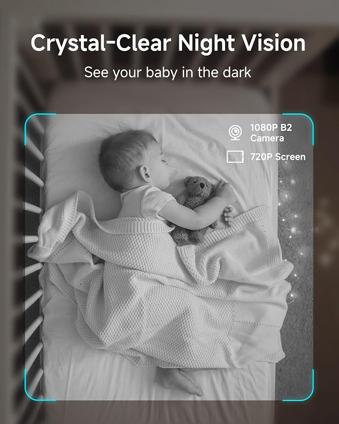 ARENTI WiFi Baby Camera Monitor B2 Kit 2026 Upgraded, 5-inch Wireless Display, Smartphone App, Encrypted Connection, Lullaby, Super Night Vision, Auto Tracking, Temp Sensor, Support Local Storage