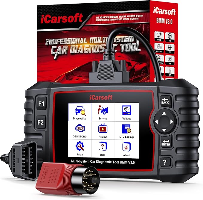 Bidirectional Diagnostic Tool for BMW/Rolls-Royce, iCarsoft BMM V3.0(Enhanced VER) Full Resets/Battery Registration/ECU Coding All System OBD2 Scanner Code Reader with 16PIN+20PIN Diagnostic Adapters