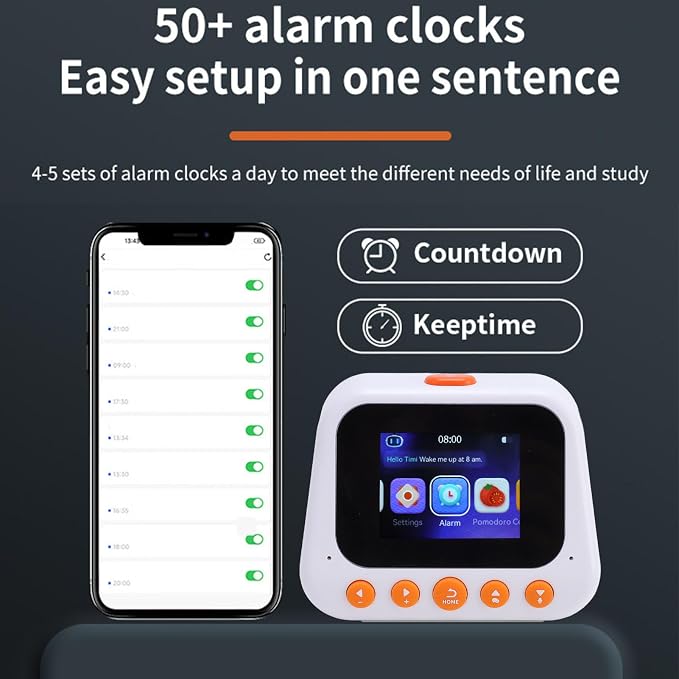 Eujgoov AI Intelligent Time Clock Voice Multifunctional Device Learning Robot and Reminder Type C Charging for Children Education