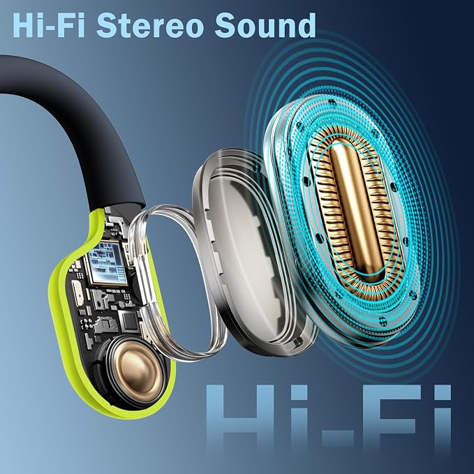 Swimming Headphones-Bone Conduction Headphones, IP68 Waterproof Open Earphones, LiteSurge Bluetooth 5.4 Underwater Sport Earbuds with 32 GB MP3 Memory for Swimming, Marathon-Turquoise