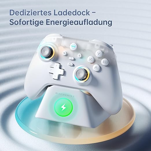 Machenike G3V2 Bluetooth Controller for Pc/Switch/Ios/Android, Hall Effect Joysticks, RGB Lighting Gaming Controller,2 Programmable Buttons,1000mah Battery With Charging Station, Black