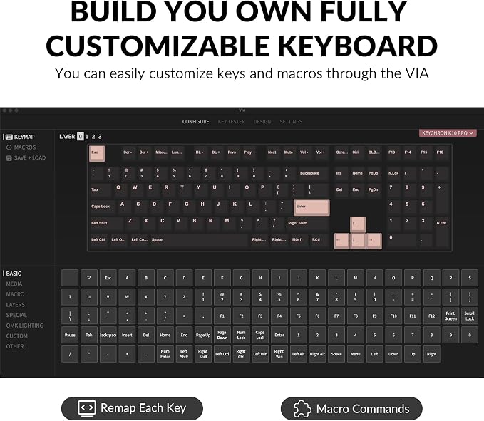 Keychron K10 Pro Wireless Custom Mechanical Keyboard, Full-Size QMK/VIA Programmable Bluetooth/Wired White Backlight with Hot-swappable Keychron K Pro Red Switch Compatible with Mac Windows Linux