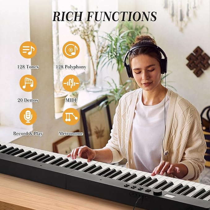 88 Keys Piano Keyboard Set, Electronic Digital Piano with Built-in Speaker Microphone, Portable Keyboard Gift Teaching for Beginners, Electric Piano for Birthday Gift
